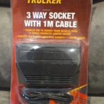 Brookstone 3‑Way Socket with 1m Extending Cable – Car 12 V/24 V Accessory Socket Splitter