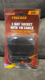 Brookstone 3‑Way Socket with 1m Extending Cable – Car 12 V/24 V Accessory Socket Splitter