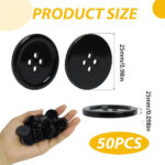 100pcs Round Black Resin Button 11.5mm 4 Holes Sewing Buttons for Garment DIY Sewing Clothing Accessories - Image 2
