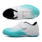 Lvptsh Boys Girls Football Boots Kids Athletic Soccer Cleats Shoes Indoor Outdoor Spikes Football Competition Shoes Boy's SneakersWhite Blue - Image 4