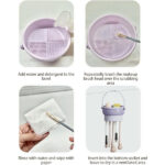 Veki 3 in 1 Makeup Brush Cleaning Mat, Silicone Makeup Brush Scrubber, Cosmetic Brushes Cleaner for Cleaning Drying and Storing, Cosmetic Cleaner Bowl for Make Up Brushes, Powder Puff (Upgrade Cream) - Image 3