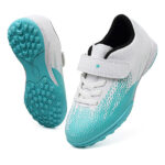 Lvptsh Boys Girls Football Boots Kids Athletic Soccer Cleats Shoes Indoor Outdoor Spikes Football Competition Shoes Boy's SneakersWhite Blue - Image 2