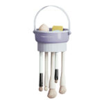 Veki 3 in 1 Makeup Brush Cleaning Mat, Silicone Makeup Brush Scrubber, Cosmetic Brushes Cleaner for Cleaning Drying and Storing, Cosmetic Cleaner Bowl for Make Up Brushes, Powder Puff (Upgrade Cream)