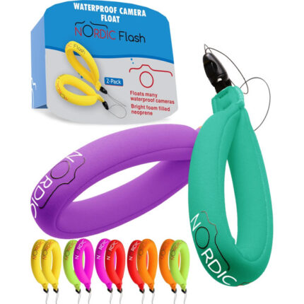 Nordic Flash Waterproof Camera Float (2-pack) Floating Strap for Your Underwater Devices (Turquoise-Purple)