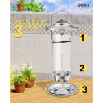 iBorn Metal Bird Feeder for small birds,Easy Clean Bird Seed Feeder,Hanging Bird Feeder for Seeds With Gift Box，3-Second Refill Bird Feeder,Nickle 6 Port (Seed is not Included) - Image 5