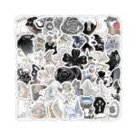 Fashionable Silver Ins Style Stickers Pack for Girls Teens, 100PCS Small Size Vintage Vsco Cyberpunk Aesthetics Decals, Waterproof Vinyl Trendy Stickers