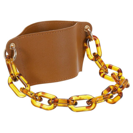 sourcing map Water Bottle Carrier Holder with Acrylic Strap, 160x75mm PU Leather Tumbler Holder Coffee Cup Holder Water Bottle Sleeve Bag for Camping Walking Hiking, Brown