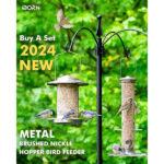 iBorn Metal Bird Feeder for small birds,Easy Clean Bird Seed Feeder,Hanging Bird Feeder for Seeds With Gift Box，3-Second Refill Bird Feeder,Nickle 6 Port (Seed is not Included) - Image 2