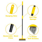 DALIPER 2 in 1 V-shape Grout Scrubbing Brush with 127CM Long Handle, 180°Rotatable Grout Cleaning Brush Grout Line Scrubber Shower Tile Scrub with Stiff Bristle for Bathroom Kitchen Shower Baseboards - Image 2