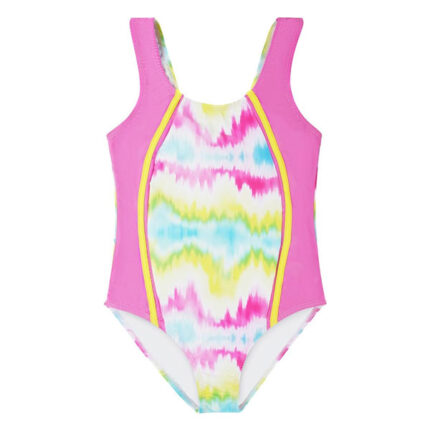 Gogokids Kids One Piece Swimsuit, Girls Quick Dry Sports Swimwear, Toddler Cross Back Bathing Suit Swimming Costume Pink