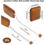 GORGECRAFT 60 Inch/1.5M Crazy Horse Leather Tape Measure Sewing Genuine leather Flower Pattern Retractable Mini Measuring Roll Ruler Soft Square Dual Sided Measurements Tape for Tailor Fabric Clothes - Image 3