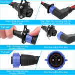 CERRXIAN Trolling Motor Plug Receptacle Set,90 Degrees 2 Pin 8AWG 50Amp Marine Boat DC Power Connector,Waterproof Trolling Motor Quick Connect,12V/24V/36V/48V Male&Female Trolling Motor Connector - Image 2