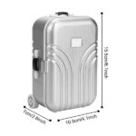 Dolls Travel Suitcase, Mini Size Trolley Case with Open and Close Carry On Luggage Simulation Rolling Suitcase Toy(Silver) - Image 3