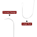 sourcing map 4pcs Big Eye Beading Pin 5.5 Inch Stainless Steel Long Curved Beading Needles Embroidery Sewing Needle with Handle - Image 2