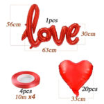 FLOFIA Love Heart Balloons Kit - 21Pcs Red Heart Balloons and 1 x Love Balloon with Ribbons Foil Heart Balloons for Valentines Day Wedding Engagement Bridal Shower Anniversary Party Decorations - Image 4