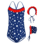 Gogokids Baby Girls Swimsuit Summer one-Piece Swimsuits Ruffle Swimwear with Straps 1-6 Years