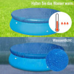 WINOK Round Swimming Pool Cover, Anti Dust Rainproof, Easy Set, UV Resistant, Blue (12 FT) - Image 3
