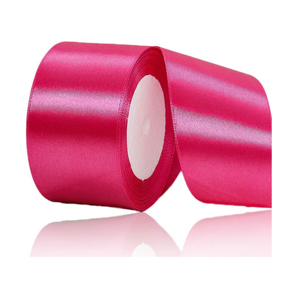 2 50mm Rose Red Satin Ribbon for Gift Wrapping, Wedding, DIY & Party Decorations - Image 1