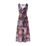 Floral Maxi Dress Sleeveless V Neck Long Boho Beach Dress – Orange S