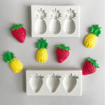 Moonoubeans 2 Pcs Silicone Cake Mould Strawberry & Pineapple – Baking Accessories - Image 4