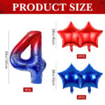 24PCS Spider Web Party Balloons Decorations Kits, Spider Theme Happy Birthday Banner Number 4 Foil Balloon Sets, 4th Birthday Party Decoration Supplies for Children's (4th) - Image 4