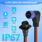 CERRXIAN Trolling Motor Plug Receptacle Set,90 Degrees 2 Pin 8AWG 50Amp Marine Boat DC Power Connector,Waterproof Trolling Motor Quick Connect,12V/24V/36V/48V Male&Female Trolling Motor Connector - Image 4
