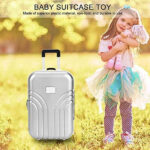 Dolls Travel Suitcase, Mini Size Trolley Case with Open and Close Carry On Luggage Simulation Rolling Suitcase Toy(Silver) - Image 4