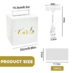 Wedding Card Box Elegant White and Gold Wedding Card Post Box for Reception, Wedding Envelope Money Card Box with 10 White Card for Party Wedding Raffle Donation Vote Fundraising Valentine's Day - Image 5