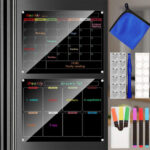 Ninyoon Weekly Calendar Meal Planner for Fridge, Magnetic Acrylic Fridge Menu Dry Erase Board with 6 Markers 6 Hanging Hardware 6 Gaskets - 1 Set (Black - 9.8x13 - Weekly)