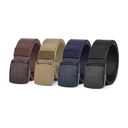 LEACOOLKEY Nylon Belt for Men Military Tactical Belt Canvas Outdoor Web Belt with Plastic Buckle