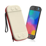 Slim Carrying Case for Nintendo Switch 2 Hard Travel Storage Bag with Game Card Slots – White & Red