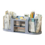 Desk Organizer with 3 Drawer, Multifunctional Storage Box Organisers Accessories with 2 Rotating Pen Holder, 10 Compartments Desk Tidy Pencil Organizer for Office Home Art Supplies