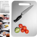 Titanium Cutting Board, Dual-Sided Food Grade Stainless Steel Titanium Alloy Multifunctional Chopping Board for Kitchen, Meat Bread Vegetables and Fruits