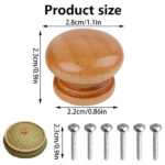 LZYDKH 12 PCS Wooden Drawer Knobs, Round Wood Drawer Handles Wooden Door Knobs with Screws for Kitchen, Furniture, Cabinet, Cupboard 35 x 26mm - Image 4