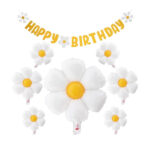10pcs Daisy Balloons Baby Shower Decorations – Yellow & White