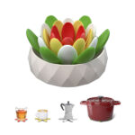 Pot coasters drink coasters made of silicone, 4 pieces in 4 different sizes (simple) (Bright)