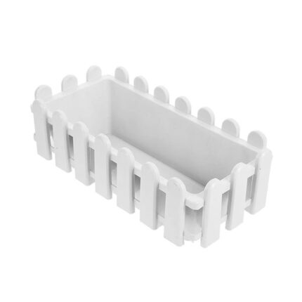 BESPORTBLE Fence Flower Pot Planter Outdoor Balcony Rectangular Plant Pot – White