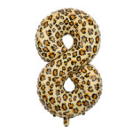 Number Balloons for Birthday Party, 32 Inch Large Balloons Numbers Leopard Cheetah Helium Foil Balloons for Wild Animal Theme Party (Number 8)