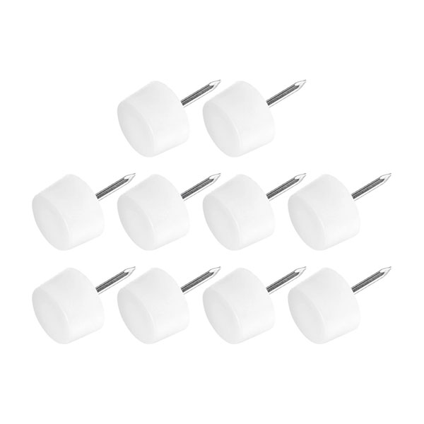 4 METALLIXITY Furniture Feet Nail (14mm/0.55in) 40Pcs, Plastic Round Thick Base Chair Glides Sliders - for Chairs Sofa Furniture Sliders Protector Pad, White - Image 1