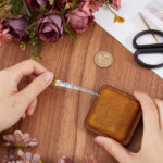 GORGECRAFT 60 Inch/1.5M Crazy Horse Leather Tape Measure Sewing Genuine leather Flower Pattern Retractable Mini Measuring Roll Ruler Soft Square Dual Sided Measurements Tape for Tailor Fabric Clothes - Image 2