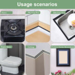 GORGECRAFT Black Sealant Tape 6M Mildewproof Gap Tape 8mm Tile Edging Line Trim Waterproof Caulk Strip Shower Sealing Strip for Ceiling Stove Sink Wall Corner Baseboard Floor Kitchen Bathroom Decor - Image 4