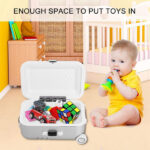 Dolls Travel Suitcase, Mini Size Trolley Case with Open and Close Carry On Luggage Simulation Rolling Suitcase Toy(Silver) - Image 2