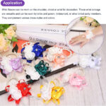 sourcing map Wrist Corsage Artificial Flower Bracelets Pack of 2 Rose Wrist Bride Groom Decorative for Wedding Ceremony Prom Party Anniversary, 7x7cm Deep Red - Image 3