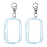 sourcing map 2Pcs Clear Figure Display Bag with Chain, 3.74" Clear Dolls Display Bag PVC Portable Small Mini Dolls Pouch Carrying Case Storage Bag Keychain Charm(Square Blue)