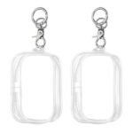 sourcing map 2Pcs Clear Figure Display Bag with Chain, 3.74" Clear Dolls Display Bag PVC Portable Small Mini Dolls Pouch Carrying Case Storage Bag Keychain Charm(Square Clear)