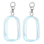 sourcing map 2Pcs Clear Figure Display Bag with Chain, 4.13" Clear Dolls Display Bag PVC Portable Small Mini Dolls Pouch Carrying Case Storage Bag Keychain Charm(Cabin Blue)