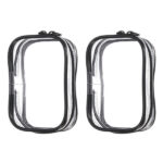 sourcing map 2Pcs Clear Figure Display Bag, 3.74" Clear Dolls Display Bag PVC Portable Small Mini Dolls Pouch Carrying Case Storage Bag Keychain Charm for Showing Off Boxes Dolls(Square Black)