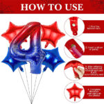 24PCS Spider Web Party Balloons Decorations Kits, Spider Theme Happy Birthday Banner Number 4 Foil Balloon Sets, 4th Birthday Party Decoration Supplies for Children's (4th) - Image 2