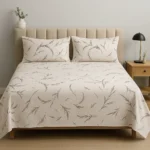 White Printed Cotton Satin Bedsheet – Premium King Size Bedding UK