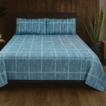 Blue Printed Cotton Satin Bedsheet – 100% Premium Quality King Size